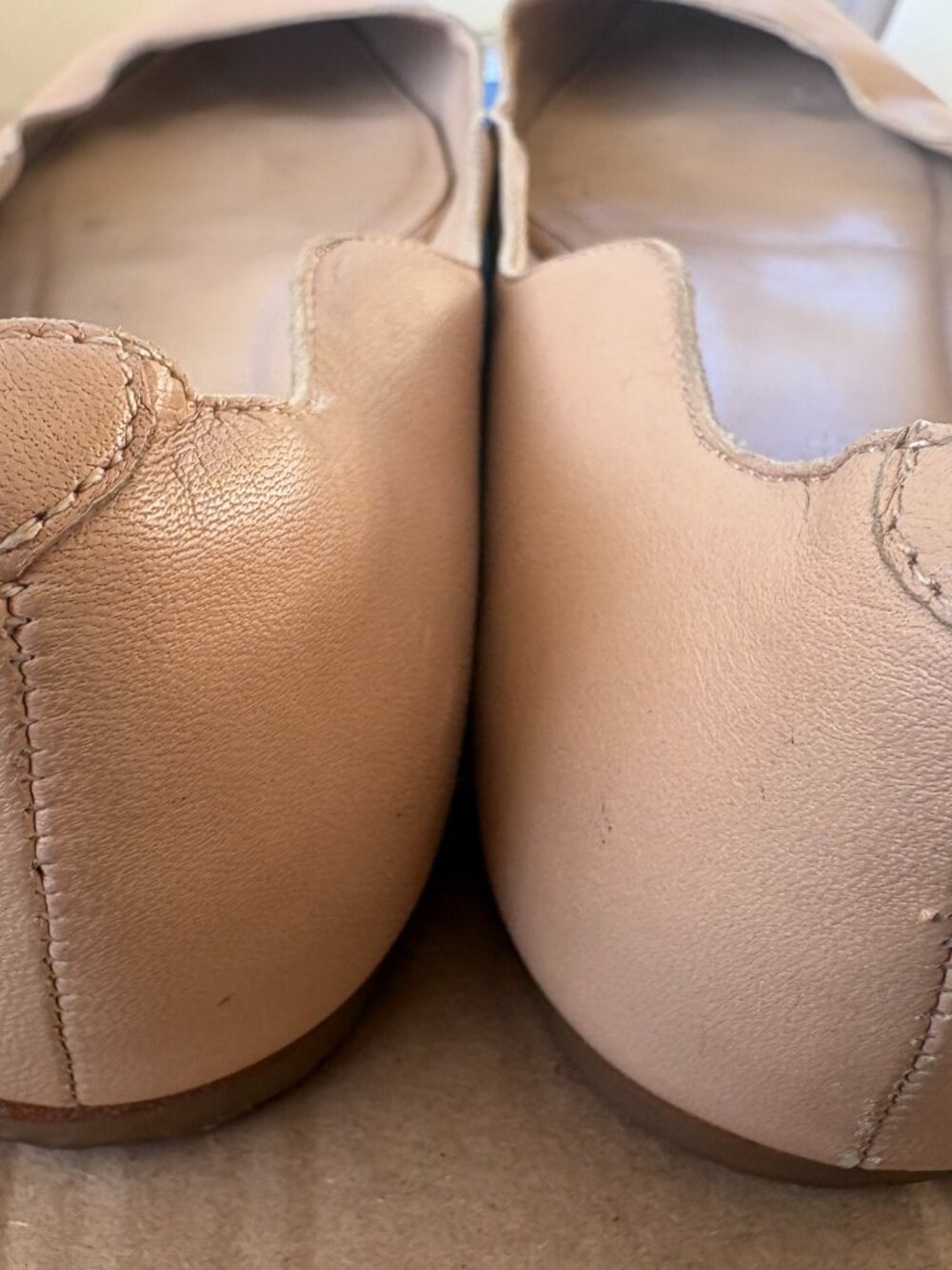Loeffler Randall Nude Beige Leather Pointed Toe Ballet Flats Size 10 - Picture 9 of 13